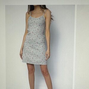 Denimist empire waist mini dress in light blue rose